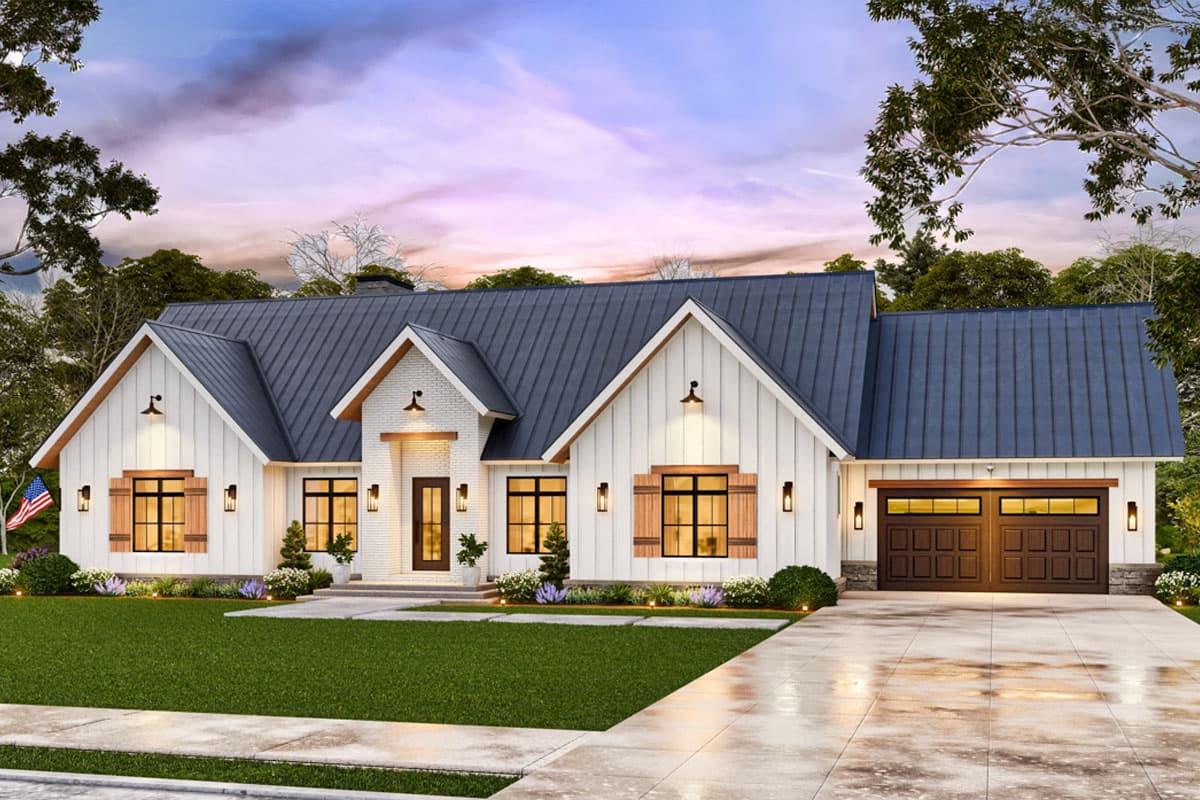Plan 12336JL: 3-Bed Single-Story Farmhouse with Home Office - 2197 Sq Ft - Image #9 - Farmhouse, Modern Farmhouse, Ranch, Transitional