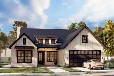 3-Bed Modern Farmhouse Plan with Study Room - 2474 Sq Ft