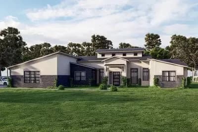 Single-Story Hill Country Ranch House Plan with Home Office- 3082 Sq Ft