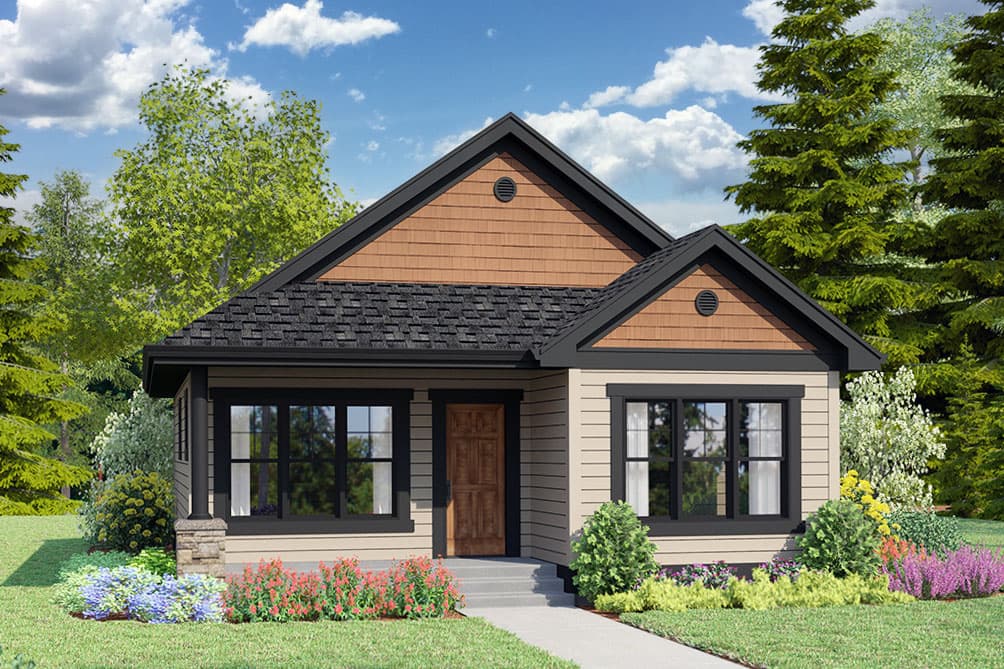 Plan 23989JD: 2-Bed ADU Cottage House Plan with Breakfast Nook