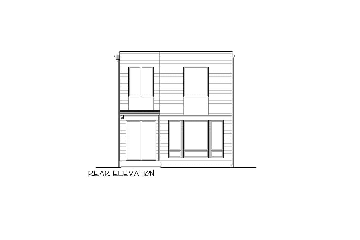 Plan 23992JD: Two-Story Narrow Contemporary House Plan with 3-Bedrooms Upstairs - 1708 Sq Ft - Image #6 - Contemporary, Modern