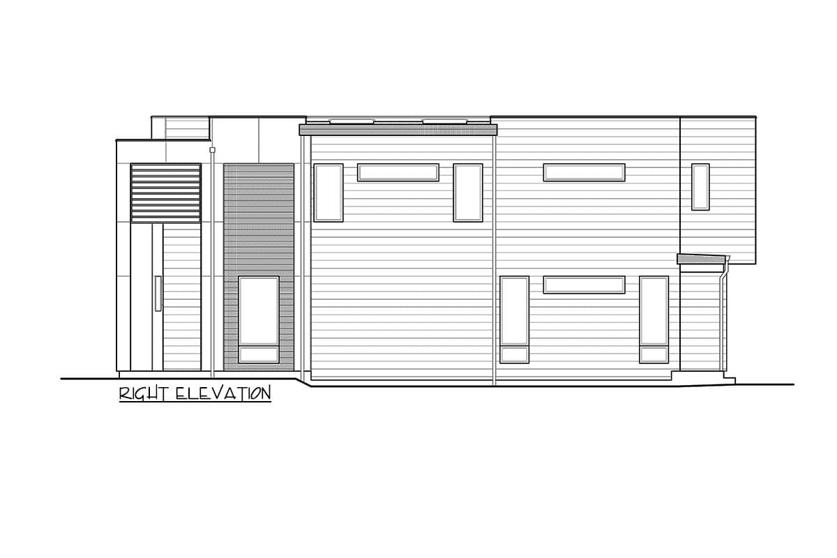 Plan 23992JD: Two-Story Narrow Contemporary House Plan with 3-Bedrooms Upstairs - 1708 Sq Ft - Image #5 - Contemporary, Modern