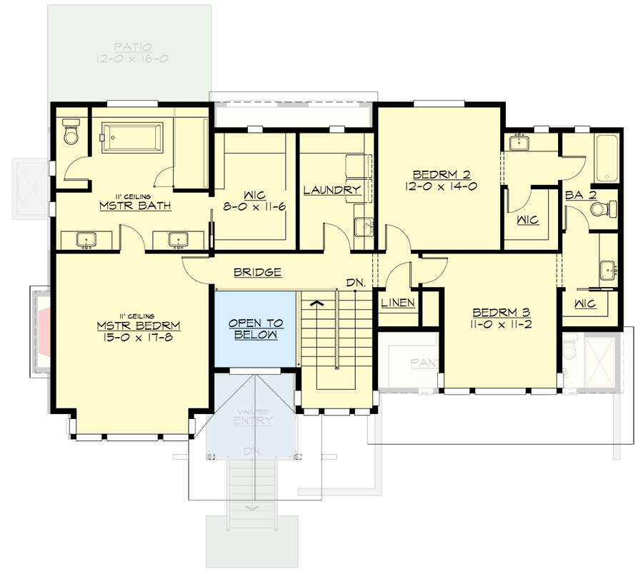 Plan 23993JD: 4 or 5 Bed Contemporary Northwest House Plan with Media Room - 3625 Sq Ft - Floor Plan - 2nd Floor - Contemporary, Craftsman, Northwest
