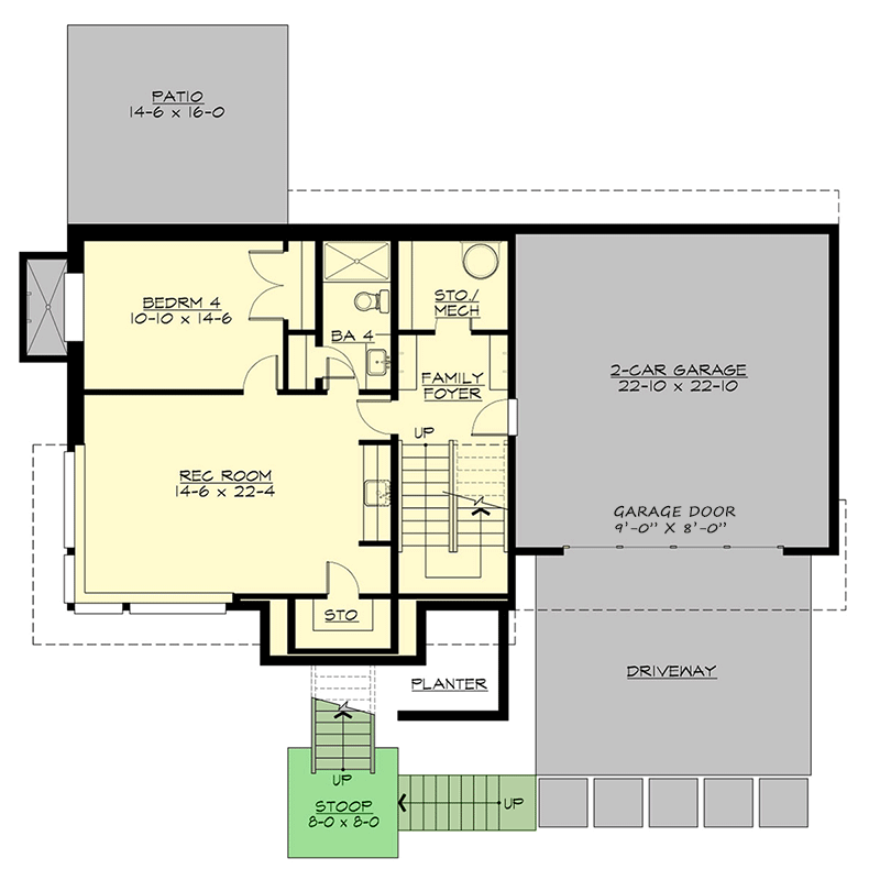 Plan 23994JD: Two-Story Contemporary House Plan with Vaulted Great Room - 3865 Sq Ft - Floor Plan - Lower Level - Contemporary, Modern