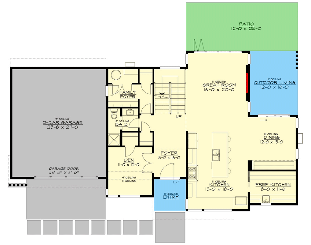 Plan 23996JD: 4-Bed Northwest House Plan with Bonus Room - 3622 Sq Ft - Floor Plan - Main Level - Contemporary, Northwest