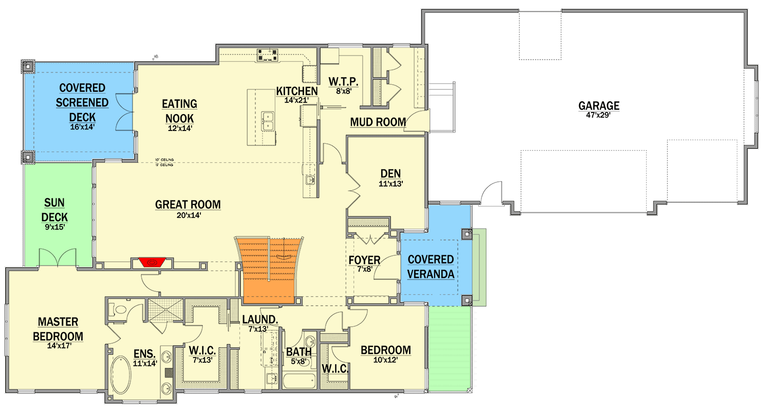 Plan 81850AB: 2-Bed Prairie House Plan with Outdoor Living Space - 2496 Sq Ft - Floor Plan - Main Level - Northwest, Prairie, Ranch