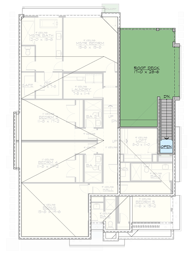 Plan 230001JD: Two-Story Contemporary House Plan with Roof Top Deck - 4380 Sq Ft - Floor Plan - 3rd Floor - Contemporary, Modern, Northwest