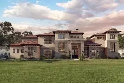 5-Bed Mediterranean House Plan with Outdoor Kitchen - 5017 Sq Ft
