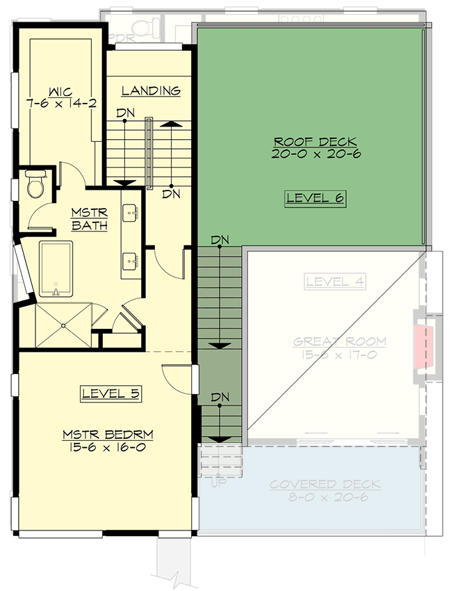 Plan 230006JD: 3-Bed Contemporary House Plan with Rooftop Deck - 2836 Sq Ft - Floor Plan - 2nd Floor - Contemporary, Modern