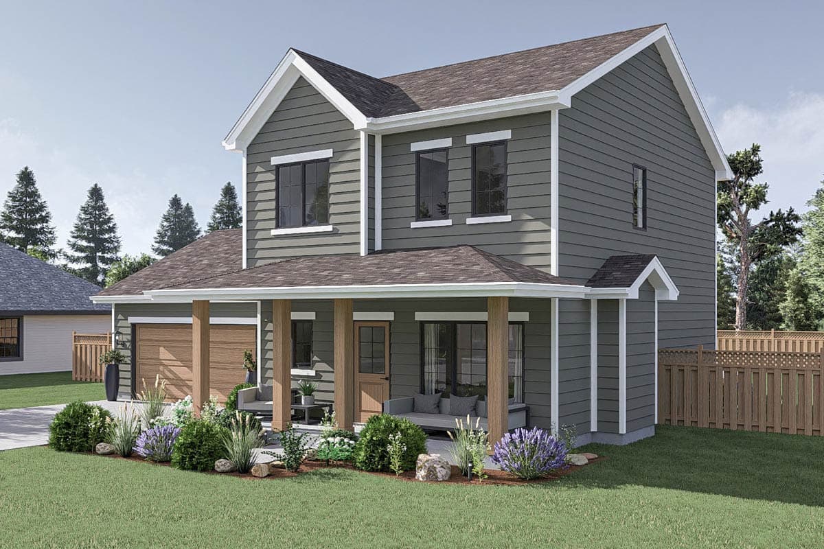 Plan 623471DJ: Two-Story Traditional House Plan with 3-Bedrooms Upstairs - 1377 Sq Ft - Image #13 - Country, Traditional