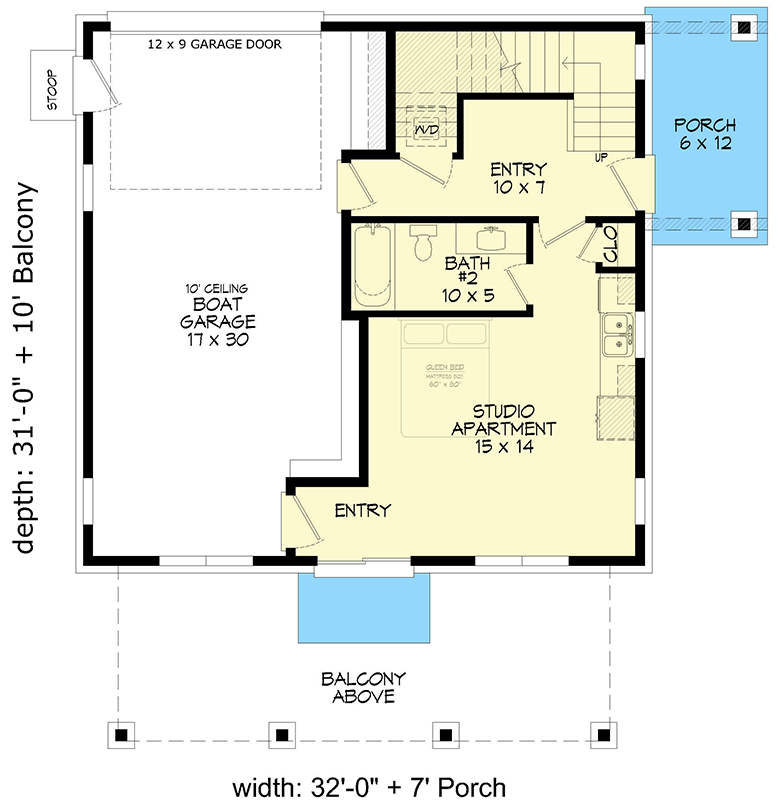 Plan 680506VR: Three-Story Mountain House Plan with Studio Apartment  - 1715 Sq Ft - Floor Plan - Main Level - Contemporary, Mountain