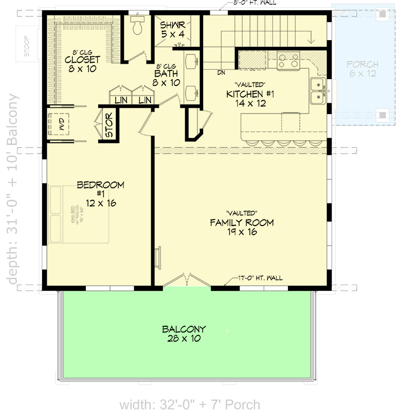 Plan 680506VR: Three-Story Mountain House Plan with Studio Apartment  - 1715 Sq Ft - Floor Plan - 2nd Floor - Contemporary, Mountain