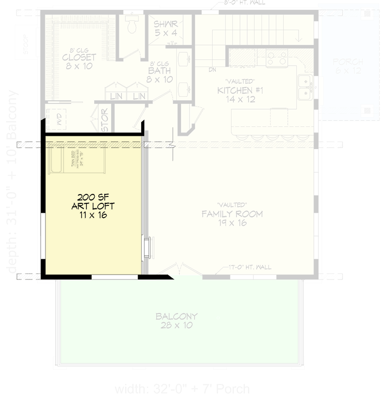 Plan 680506VR: Three-Story Mountain House Plan with Studio Apartment  - 1715 Sq Ft - Floor Plan - 3rd Floor - Contemporary, Mountain