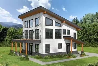 Three-Story Mountain House Plan with Studio Apartment  - 1715 Sq Ft