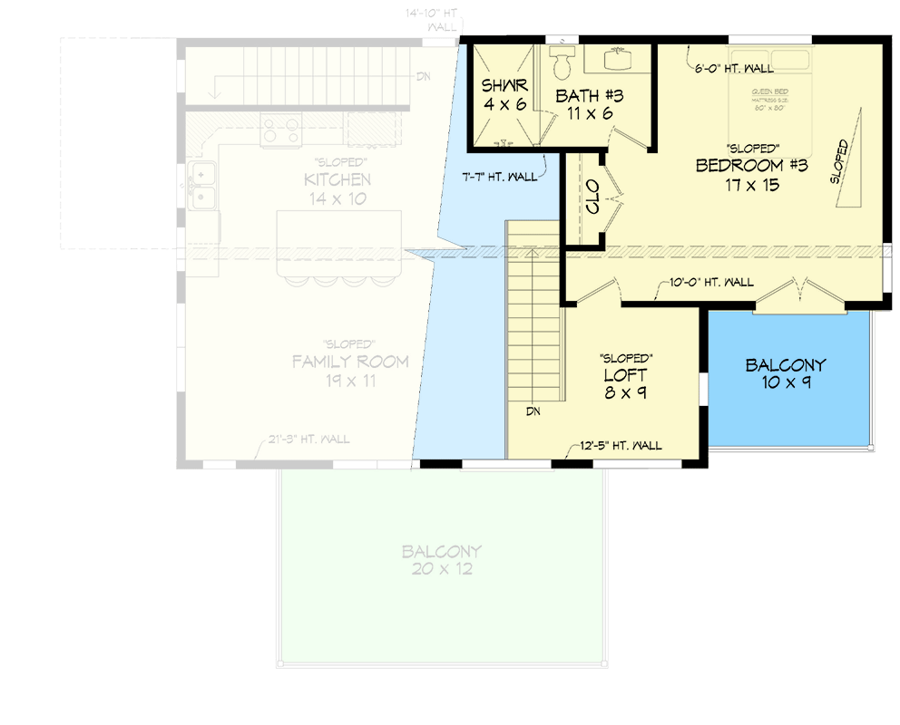 Plan 680509VR: 3-Story Contemporary  Mountain House Plan with Loft - 2147 Sq Ft - Floor Plan - 3rd Floor - Contemporary, Mountain