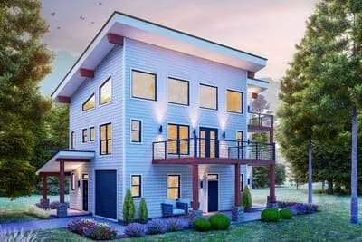 3-Story Contemporary  Mountain House Plan with Loft - 2147 Sq Ft
