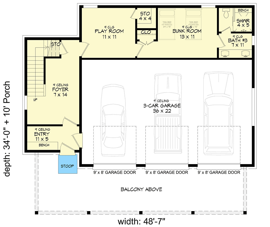 Plan 680512VR: 3-Story Mountain House Plan with Bonus Room and Home Theater - 3027 Sq Ft - Floor Plan - Main Level - Contemporary, Country, Mountain