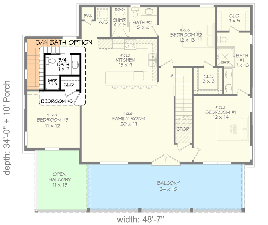 Plan 680512VR: 3-Story Mountain House Plan with Bonus Room and Home Theater - 3027 Sq Ft - Floor Plan - Optional Second Level Bathroom Layout - Contemporary, Country, Mountain