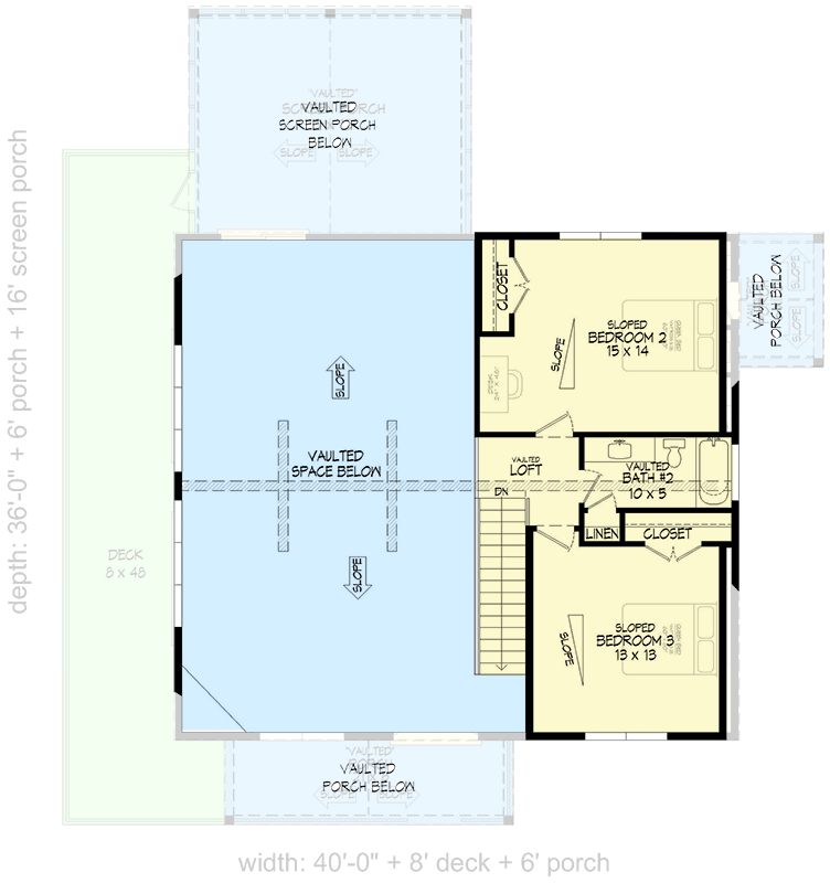 Plan 680514VR: 3-Bed Mountain House Plan with Two-Story Great Room - 2043 Sq Ft - Floor Plan - 2nd Floor - Craftsman, Mountain