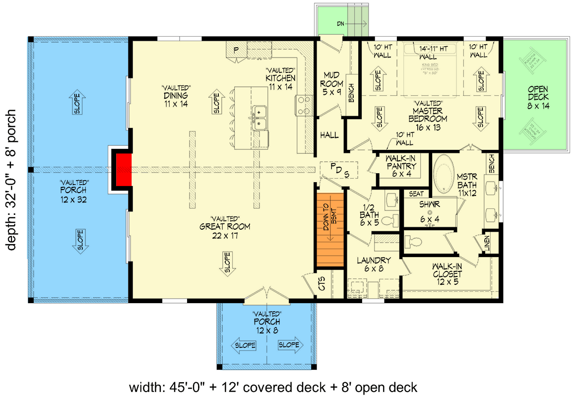 Plan 680516VR: 2-Bed Mountain House Plan with Vaulted Great Room - 2983 Sq Ft - Floor Plan - Main Level - Cottage, Craftsman, Mountain