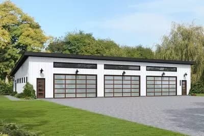 1-Bed Contemporary House Plan with Oversized 8-Car Garage - 1759 Sq Ft