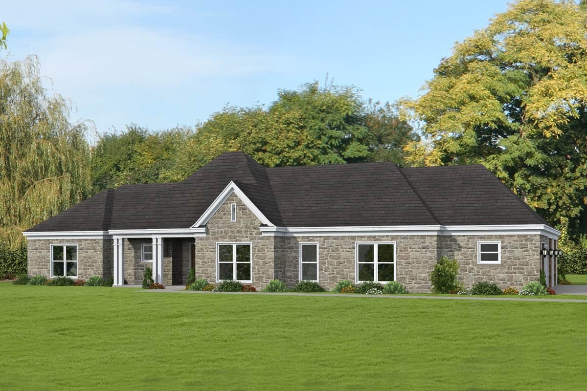 Split Master Home Example Plan 680520VR: 3 or 4-Bed Ranch Home with Split Master Bedrooms - 2300 ...