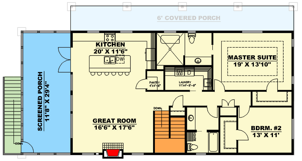 Plan 350115GH: 2-Bedroom Mountain House Plan with Screened Porch - 2465 Sq Ft - Floor Plan - 2nd Floor - Mountain