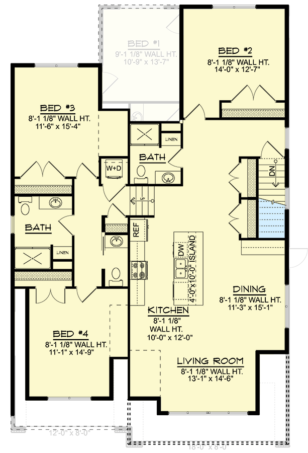 Plan 135325GRA: Two-Story Traditional Craftsman House Plan with Attached Apartment - 2444 Sq Ft - Floor Plan - 2nd Floor - Country, Craftsman, Traditional