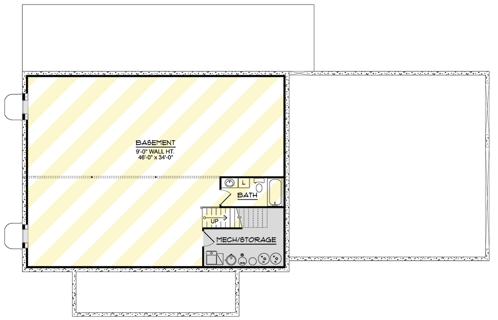 Plan 135326GRA: Single-Story Rustic Ranch House Plan with Split-Bedrooms - 1728 Sq Ft - Floor Plan - Unfinished Basement  - Country, Mountain, Ranch, Rustic