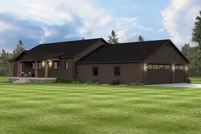 Single-Story Rustic Ranch House Plan with Split-Bedrooms - 1728 Sq Ft