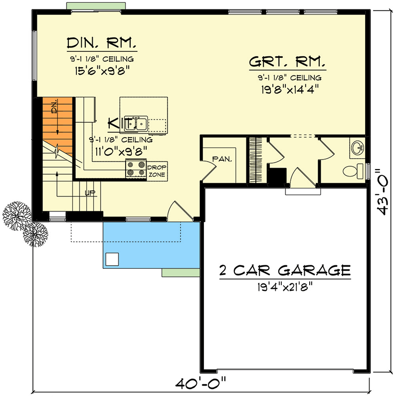 Plan 89098AH: Two-Story Modern House Plan with Open Concept Living - 1823 Sq Ft - Floor Plan - Main Level - Contemporary, Mid Century Modern, Modern