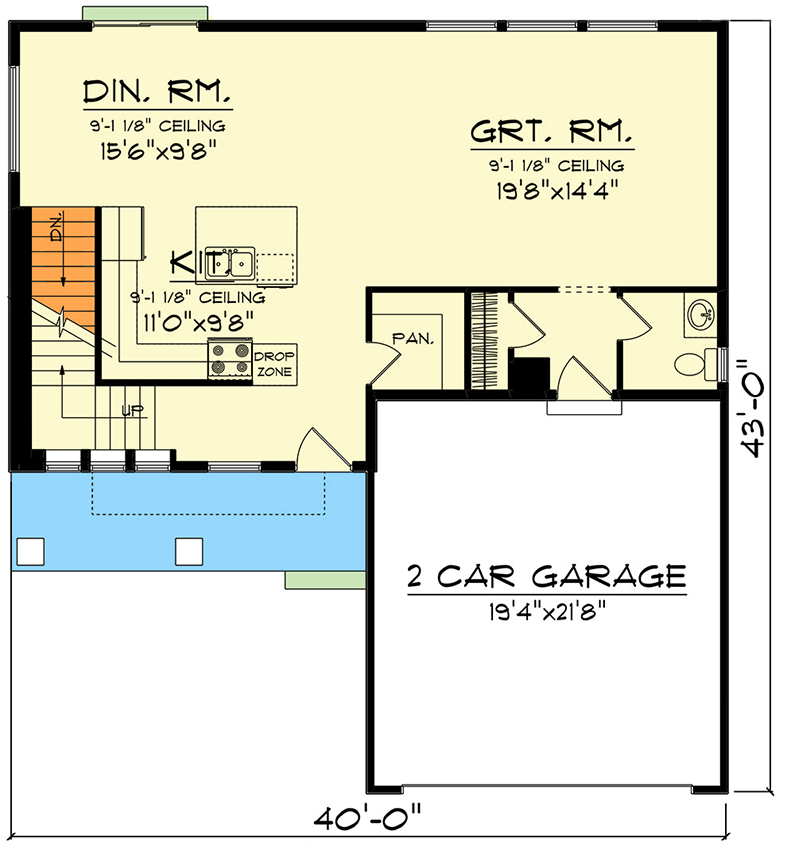 Plan 89102AH: Two-Story Prairie House Plan with Clustered Bedrooms - 1823 Sq Ft - Floor Plan - Main Level - Modern, Prairie