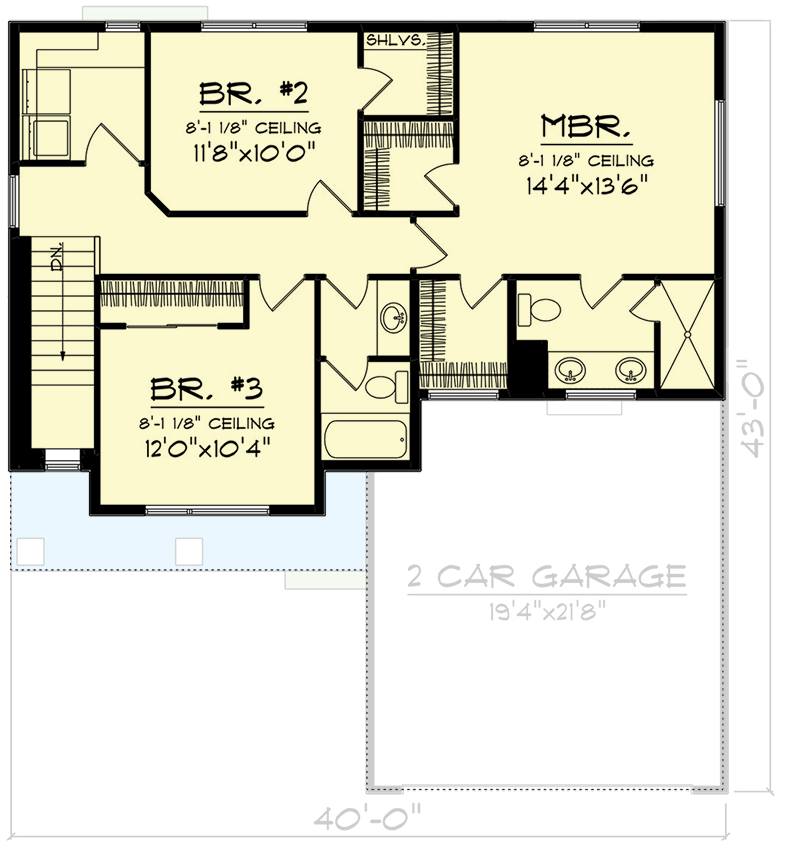 Plan 89102AH: Two-Story Prairie House Plan with Clustered Bedrooms - 1823 Sq Ft - Floor Plan - 2nd Floor - Modern, Prairie