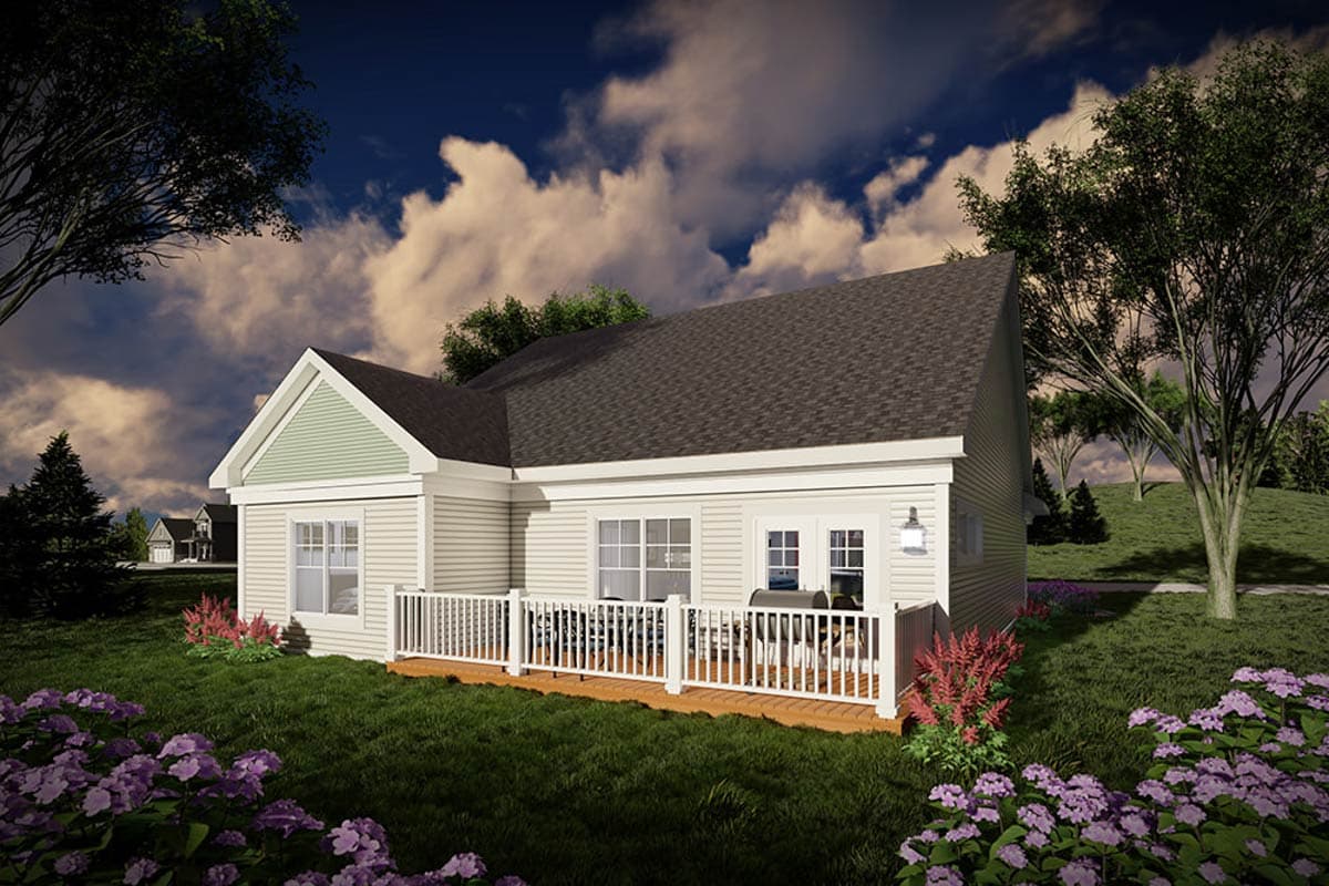 Plan 89103AH: 2-Bed Craftsman House Plan with Laundry Access from Master Bedroom - 1372 Sq Ft - Image #8 - Craftsman, New American, Ranch