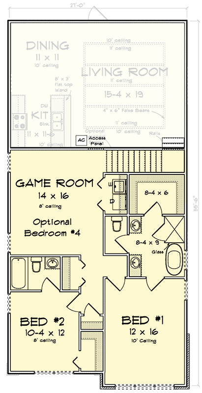 Plan 52399WM: Two-Story Modern House Plan with Study Area and Game Room - 2034 Sq Ft - Floor Plan - 2nd Floor - Modern, Traditional
