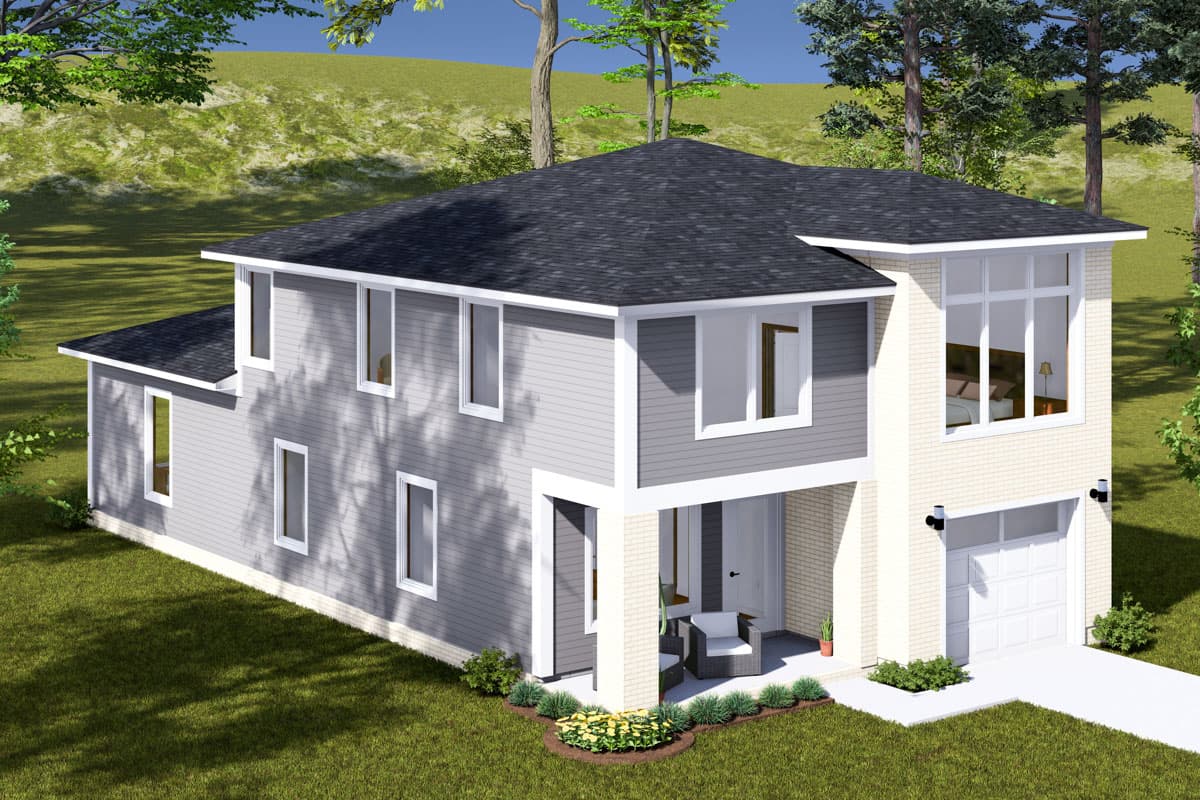 Plan 52399WM: Two-Story Modern House Plan with Study Area and Game Room - 2034 Sq Ft - Image #5 - Modern, Traditional