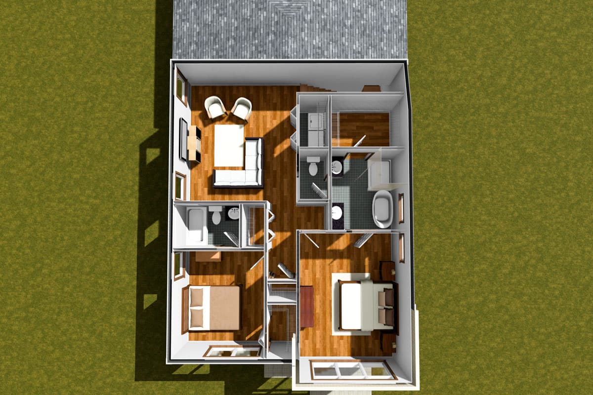 Plan 52399WM: Two-Story Modern House Plan with Study Area and Game Room - 2034 Sq Ft - Image #8 - Modern, Traditional
