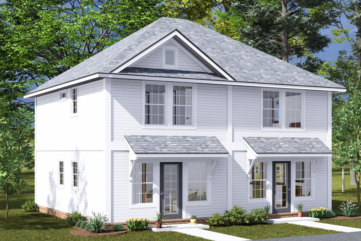 Plan 52400WM: 2-Bed Traditional Duplex House Plan with Open-Concept Living Space - 1792 Sq Ft - Image #5 - Country, Traditional
