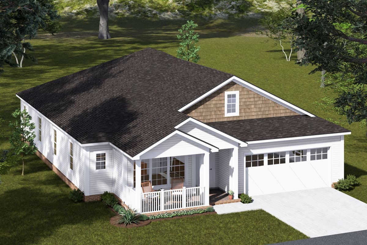 Plan 52403WM: 3 or 4 Bed Single-Story Cottage House Plan with Flex Room - 1764 Sq Ft - Image #6 - Cottage, Ranch