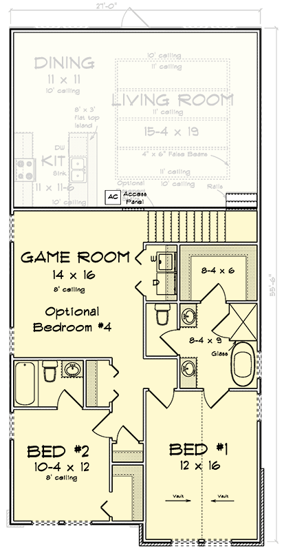 Plan 52405WM: 3-Bed Traditional House Plan with Flex Study - 2034 Sq Ft - Floor Plan - 2nd Floor - Country, Shingle, Traditional