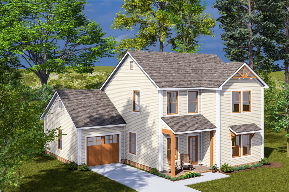 Plan 52407WM: Two-Story Traditional House Plan with Library Or Study - 1562 Sq Ft - Image #7 - Country, Craftsman, Traditional