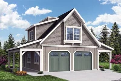 2-Car Detached Cottage-Style Garage Plan - 780 Sq Ft