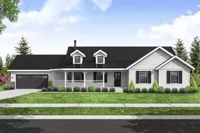 3-Bed Country Ranch House Plan with Wrap-Around Porch - 1786 Sq Ft