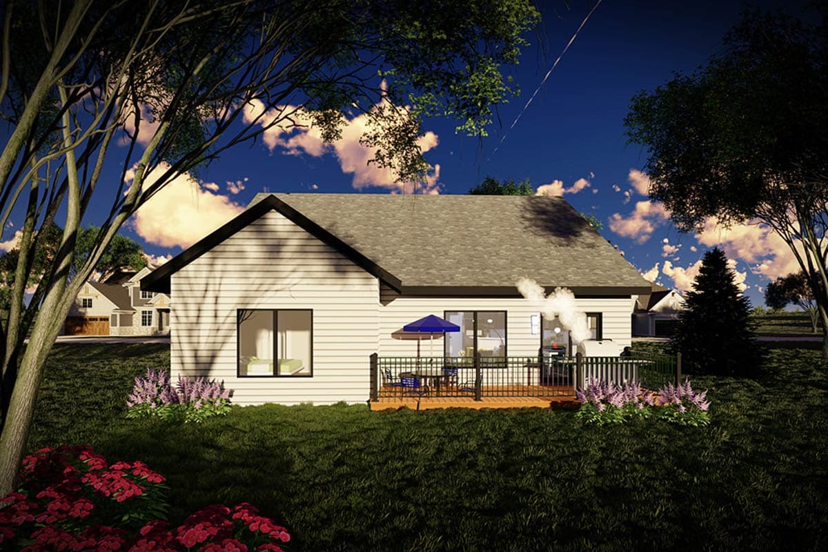 Plan 89367AH: 2-Bed Modern House Plan with Flex Room - 1372 Sq Ft - Image #7 - Modern, Ranch