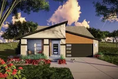 2-Bed Modern House Plan with Flex Room - 1372 Sq Ft