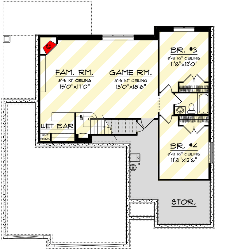 Plan 89595AH: Single-Story Farmhouse Plan with Breakfast Nook - 1485 Sq Ft - Floor Plan - Optional Lower Level Layout - Farmhouse, Ranch
