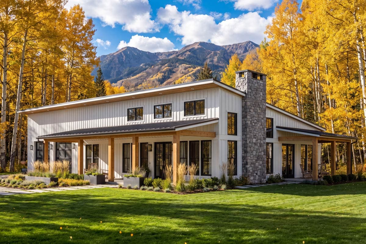 Plan 51990HZ: 3-Bed Barndominium House Plan with Two-Story Great Room - 2000 Sq Ft - Image #1 - Barndominium, Farmhouse, Modern, Transitional