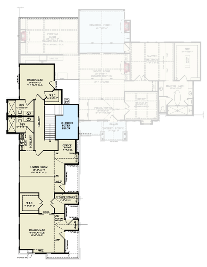 Plan 25841GE: 3-Bed Mountain House Plan with Keeping Room - 4339 Sq Ft - Floor Plan - 2nd Floor - Craftsman, Mountain, New American, Rustic