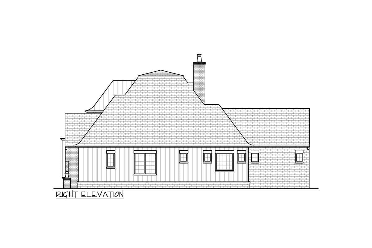 Plan 93221EL: 3-Bed Modern Tudor House Plan with Bonus Room Above - 2535 Sq Ft - Image #5 - French Country, Modern, New American, Transitional, Tudor