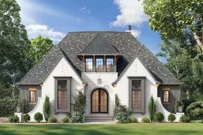 3-Bed Modern Tudor House Plan with Bonus Room Above - 2535 Sq Ft